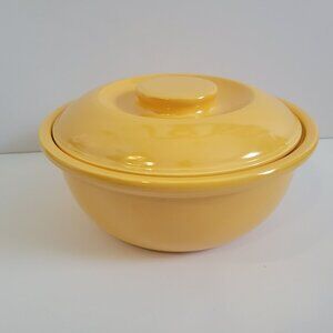 Vintage Yellow Fiesta Covered Casserole Dish By Homer Laughlin Co. Ceramic 2 Qt